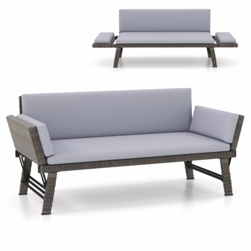 Slickblue Convertible Sofa Daybed for Outdoor Spaces with Adjustable Armrests Perspective: front