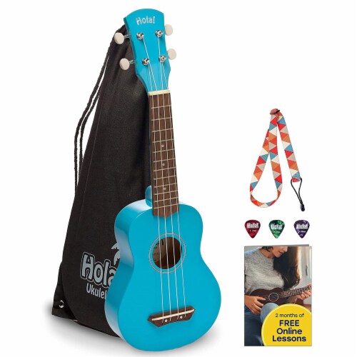 Hola Music Color Series Soprano Ukulele Set with Tote Bag Strap Picks Blue 1 Piece Gerbes Super Markets