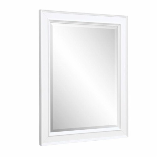 KBC Napa 28  Solid Wood Wall Mirror w/ Beveled Glass in White Perspective: front
