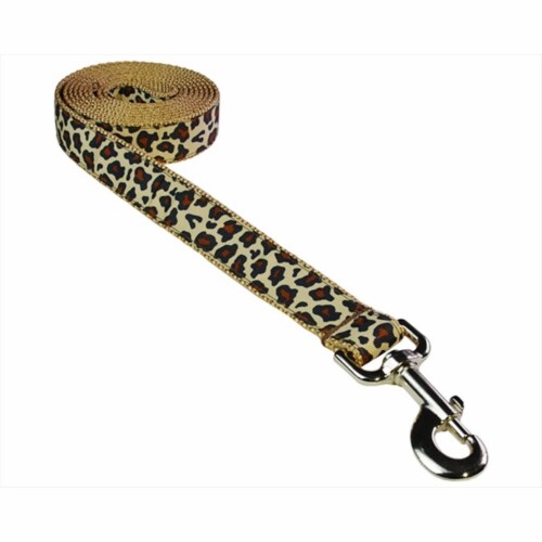 Sassy Dog Wear LEOPARD-NATURAL2-L 4 ft. Leopard Dog Leash- Natural