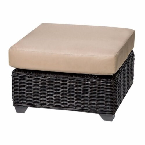 TKC Venice Patio Wicker Ottoman in Wheat Perspective: front