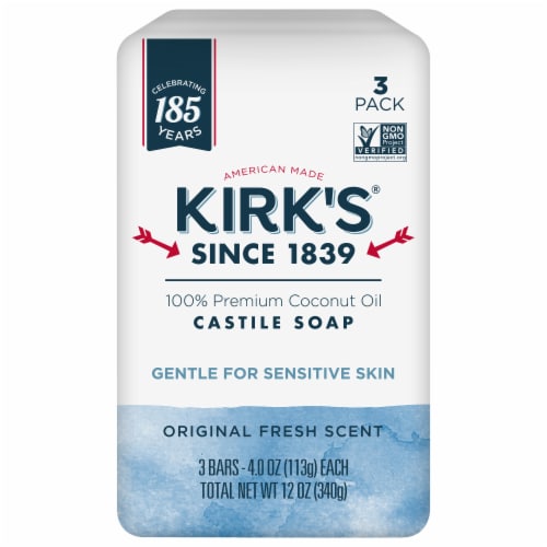 Kirk's Original Fresh Scent Gentle Castile Bar Soap Perspective: front