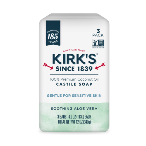 Kirk's® Soothing Aloe Vera Gentle Castile Bar Soap Perspective: front