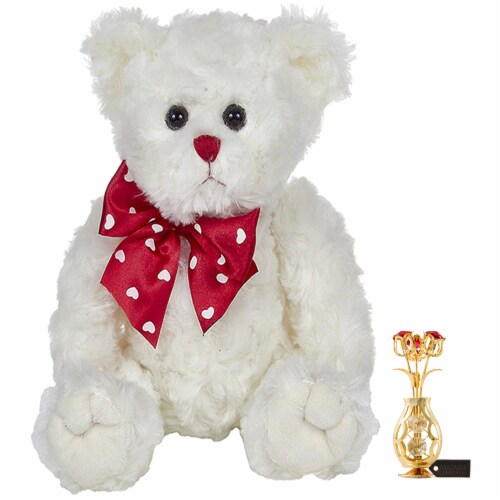 Bearington Lil Lovable Valentine s Day Plush Stuffed Animal Teddy Bear White 11 24K Gold 1 unit Foods Co