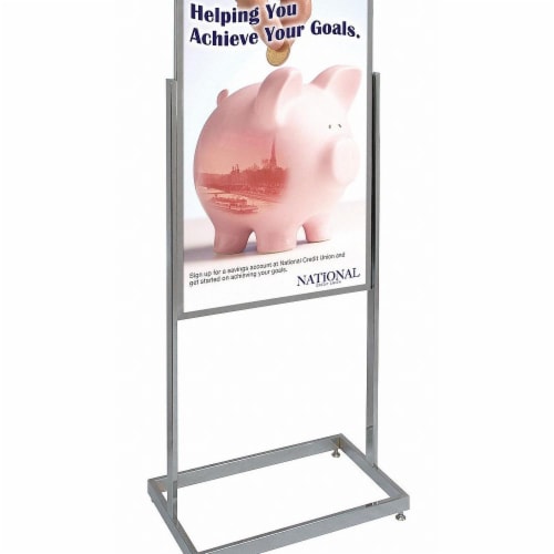 United Visual Products Sign Holder,Pedestal,24x36,Alum,Chrome UVE52436-chrome Perspective: front