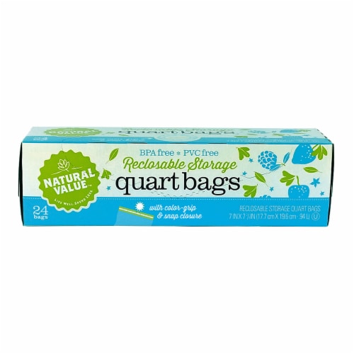 Natural Value Color Grip Quart Storage Bags / 6-Pack / 144-ct. Perspective: front