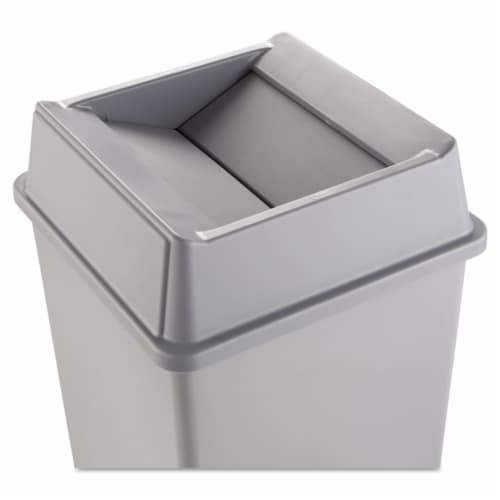Rubbermaid 2664GRAY Untouchable Square Swing Top Perspective: front