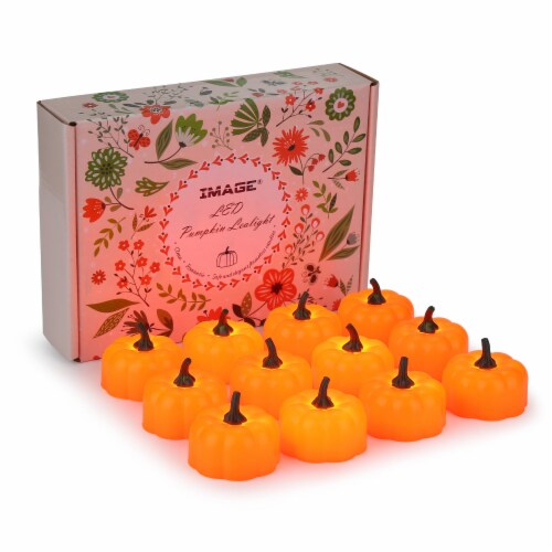 IMAGE Flickering Pumpkin Tea Lights 12 Pack, UNIT Fry’s Food Stores