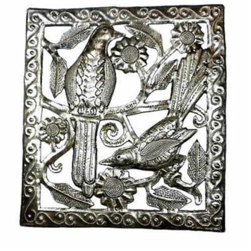 Croix des Bouquets Two Birds Metal Wall Art- 11 by 12 in. Perspective: front