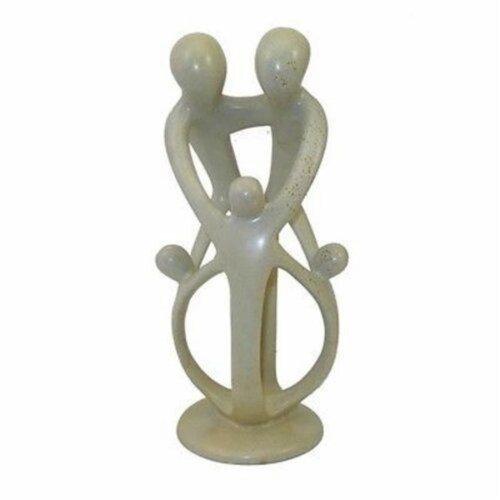 Smolart Natural Soapstone Family Sculpture- 2 Parents - 3 Children Perspective: front