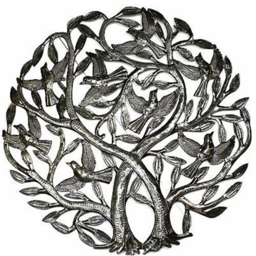 Croix des Bouquets Double Tree of Life Metal Wall Art 24 in. Diameter Perspective: front