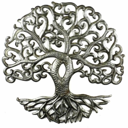 Croix des Bouquets HMDSTREE3 14 in. Tree of Life Curly Metal Wall Art Perspective: front