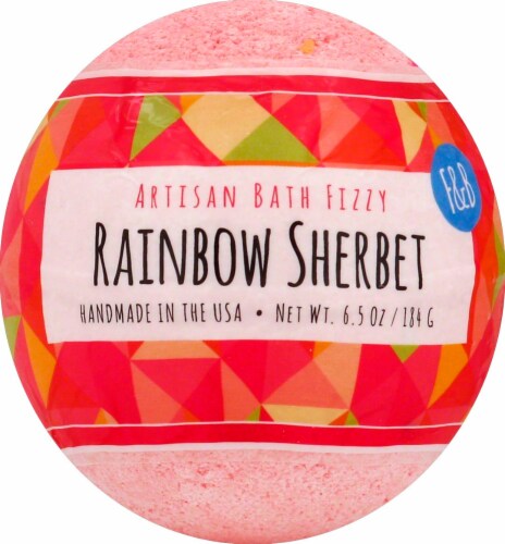 Fizz & Bubble Rainbow Sherbet Artisan Bath Bomb Perspective: front