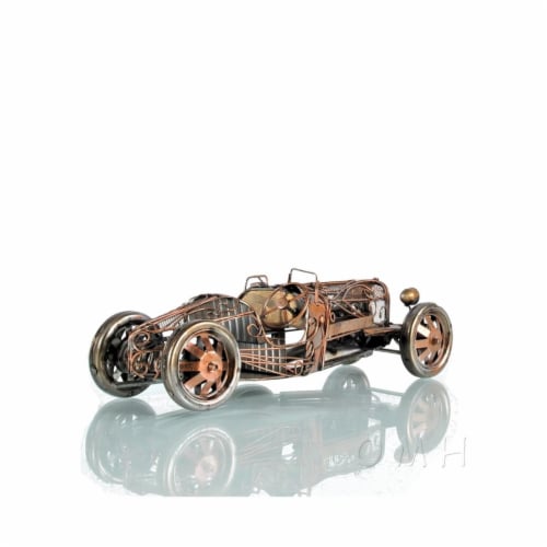Old Modern Handicrafts AJ088 1924 Bugatti Type 35 Open Frame Car Model - 15.25 x 5 x 4 in. Perspective: front