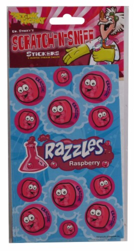 Action Imports Raspberry Razzles Scratch-n-Sniff Stickers Perspective: front