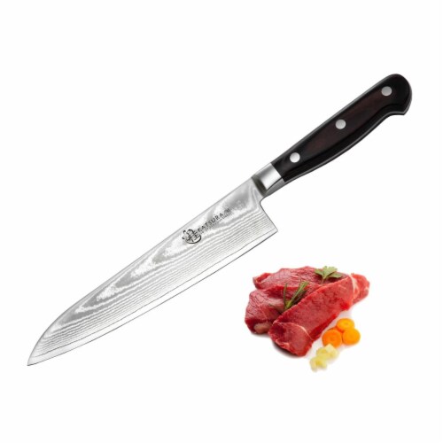 Katsura Cutlery KGD10P 8 in. Japanese 67 Layers Damascus VG-10 Steel Gyutou Chef Knife Perspective: front
