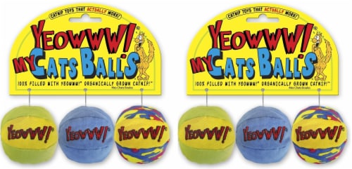 Yeowww My Cats Balls, 2 Packs with 3 Balls per Pack Perspective: front