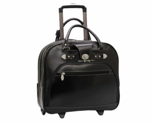 15  Leather Wheeled Ladies' Laptop Briefcase Perspective: front