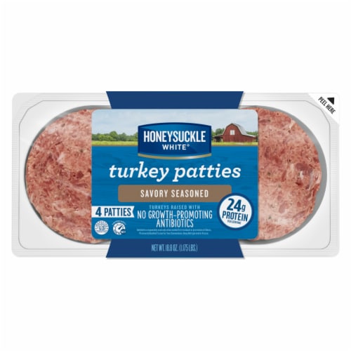 Honeysuckle White® Savory Seasoned Turkey Patties Perspective: front