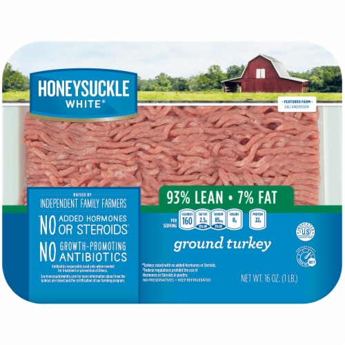 Honeysuckle White® 93% Lean Fat Ground Turkey Tray Perspective: front
