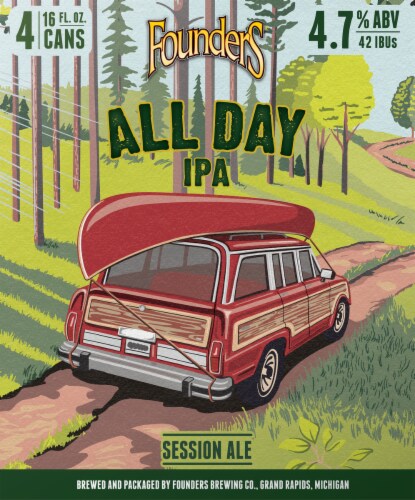 Founders Brewing All Day IPA Session Ale Beer Perspective: front