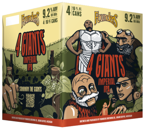 Founders Brewing 4 Giants Imperial IPA Craft Beer Perspective: front