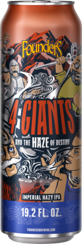 Founders Brewing 4 Giants Imperial Haze IPA Beer Perspective: front