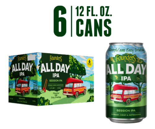 Founders All Day IPA Craft Beer Cans Perspective: front