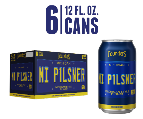 Founders® Michigan Pilsner Craft Beer Cans Perspective: front