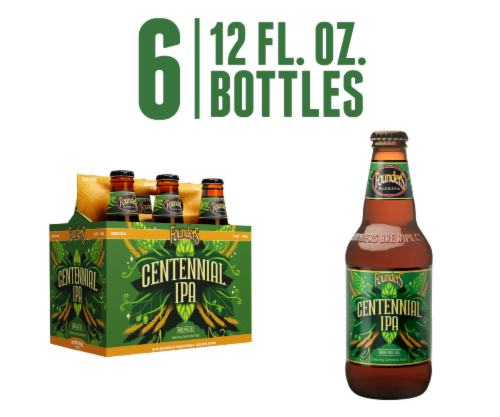 Founders® Brewing® Centennial™ IPA Craft Beer Bottles Perspective: front