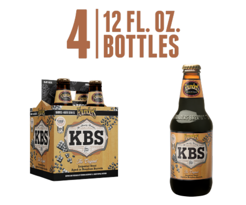 Founders® KBS Barrel Aged Imperial Stout Craft Beer Bottles Perspective: front