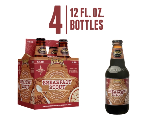 Founders® Breakfast Stout™ Craft Beer Bottles Perspective: front