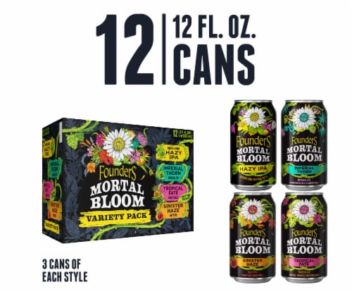 Founders Brewing® Mortal Bloom® Craft Beer Cans Variety Pack Perspective: front