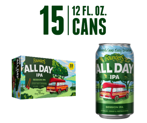 Founders Brewing® All Day IPA Cans Perspective: front