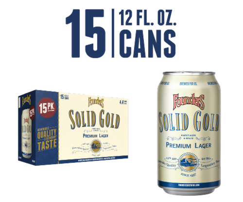 Founders Brewing Solid Gold Premium Lager Perspective: front