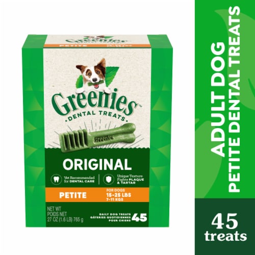 Greenies Original Petite Natural Dental Chew Adult Dog Treats Perspective: front