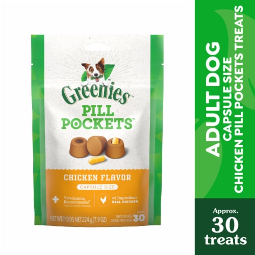 GREENIES PILL POCKETS Chicken Flavor for Dogs Capsule Size Natural Soft Dog Treats Perspective: front