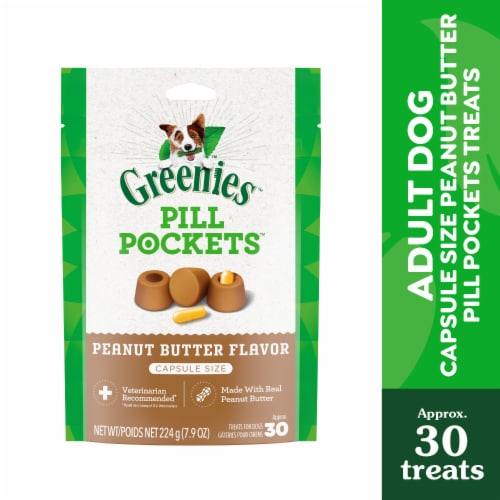 GREENIES PILL POCKETS Peanut Butter Flavor for Dogs Capsule Size Natural Soft Dog Treats Perspective: front