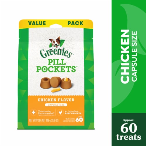 GREENIES PILL POCKETS Chicken Flavor Capsule Size Natural Dog Treats Perspective: front