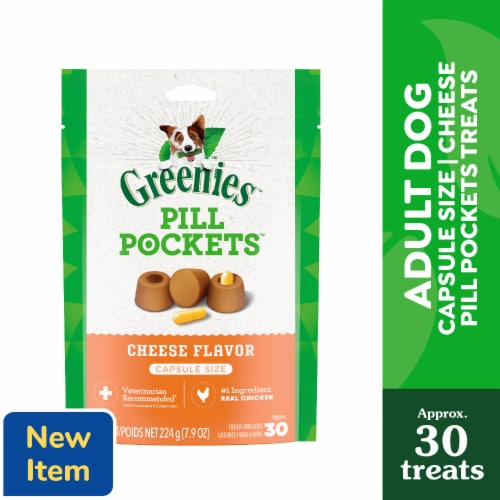 GREENIES PILL POCKETS Cheese Flavor for Dogs Capsule Size Natural Soft Dog Treats Perspective: front