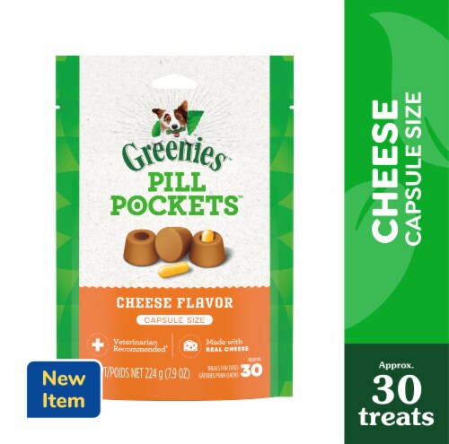 Greenies Pill Pockets Large Capsule Size Natural Soft Dog Treats Cheese Flavor Perspective: front