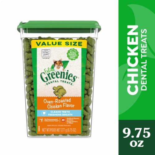 Feline Greenies Dental Cat Treats Oven Roasted Chicken Flavor Perspective: front