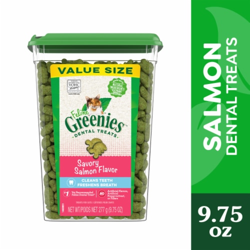 Feline Greenies Dental Cat Treats Savory Salmon Flavor Perspective: front