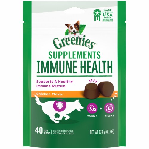 GREENIES Immune Health Dog Antioxidant Blend Chicken Dog Supplements Perspective: front