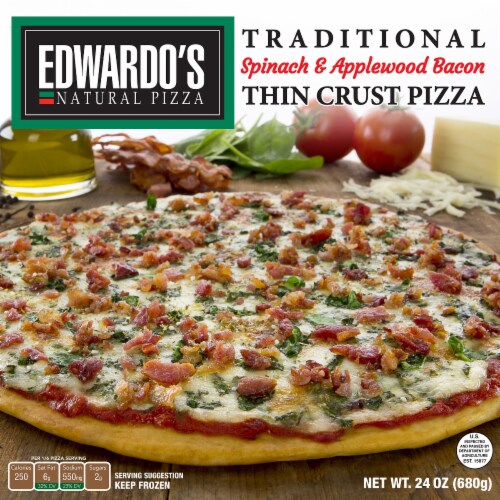 Edwardo's Spinach & Applewood Bacon Natural Thin Crust Pizza Perspective: front