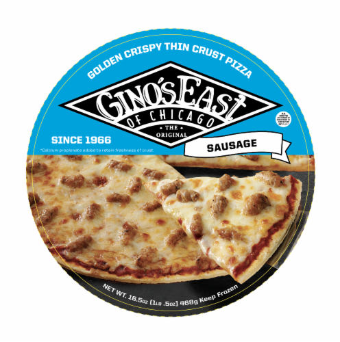Gino's East of Chicago Sausage Pizza Perspective: front