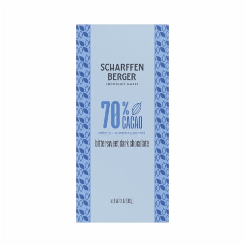 Scharffen Berger 70% Cacao Bittersweet Dark Chocolate Bar Perspective: front