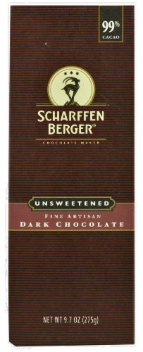 Scharffen Berger 99% Cacao Unsweetened Dark Chocolate Baking Bar Perspective: front