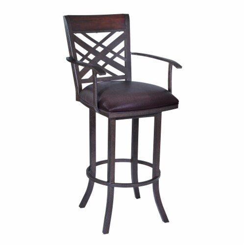 Tahiti 30" Arm Barstool in Auburn Bay finish with Brown Pu upholstery Perspective: front