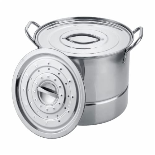 Alpine Cuisine 6.5 Quart Stainless Steel Stock Steamer Cooking Pot Perspective: front